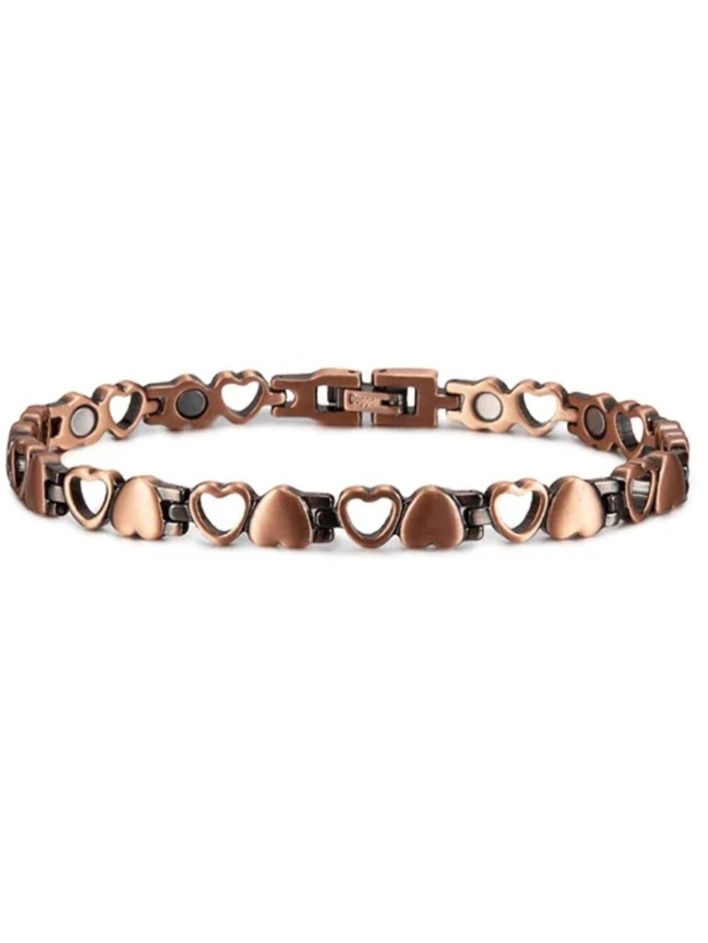 Bracelet for Women Hearts Pure Copper Energy Magnetic Healing Chain Link NEW!